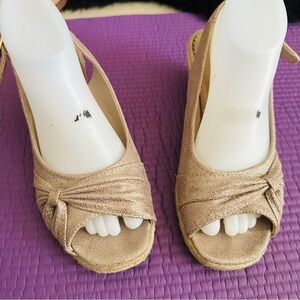 Elegant Champagne Slingback Wedge Shoes by Bella Vita